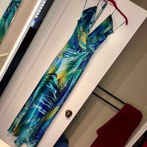Cache Tropical Leaves Maxi Dress Size XS